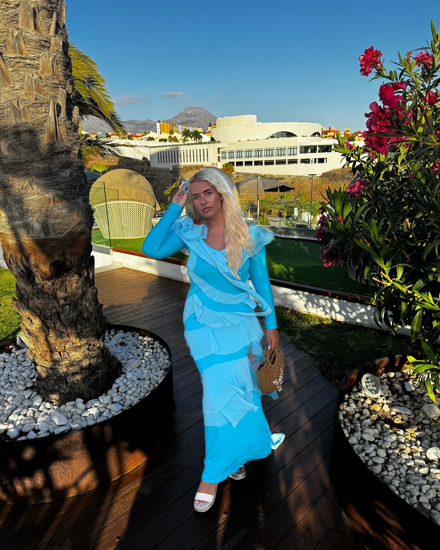 Turquoise Ruffle Maxi Dress