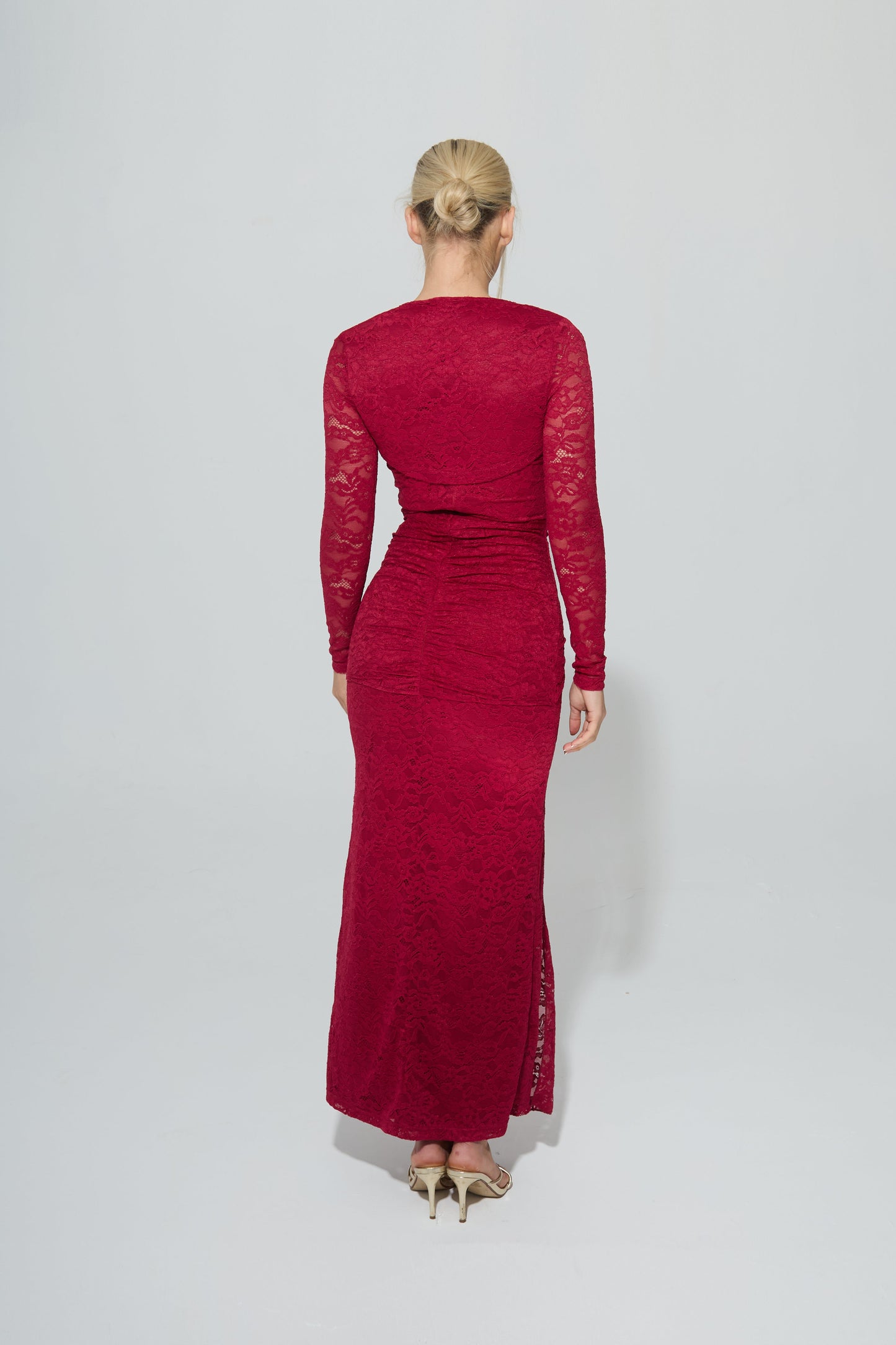 YASMINE MAXI LACE DRAPE DRESS