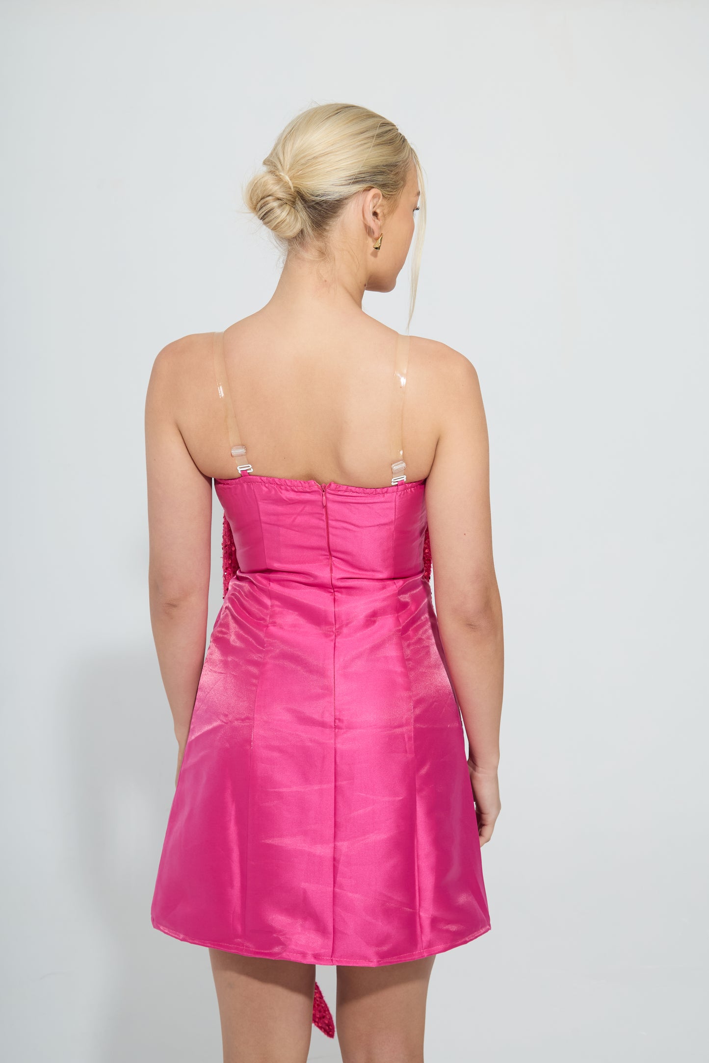 SABRINA PINK SEQUIN MINI DRAPE DRESS